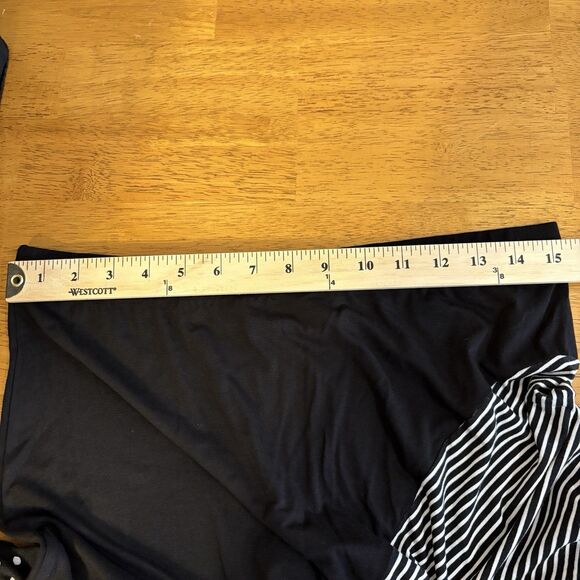 Chicos 1 Pieced Dots Stripe Hanky Hem Maxi‎ Skirt Womens US sz 8 Black White NWT - Picture 9 of 11